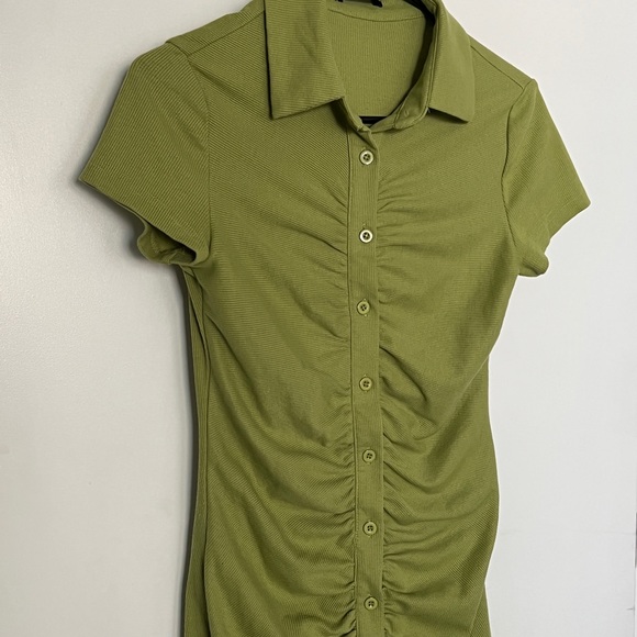 Ruched Button Bodycon Dress Size Small - Picture 3 of 4